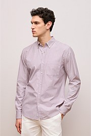 Regular Fit Poplin Stripe Long Sleeve Shirt