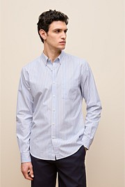 Regular Fit Poplin Stripe Long Sleeve Shirt