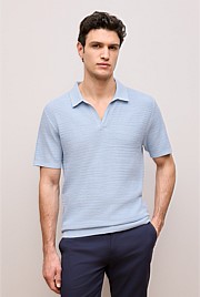 Cotton Linen Collared Knit Polo