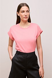 Cotton Cuff Sleeve T-shirt
