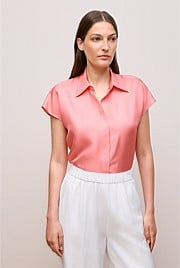 Silk Twill Cap Sleeve Shirt