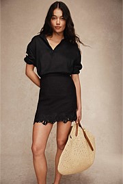 Linen Scalloped Skirt
