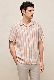 Linen Tent Stripe Camp Shirt