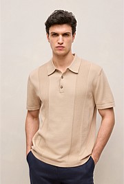 Mercerised Cotton Rib Detail Knit Polo