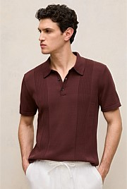 Mercerised Cotton Rib Detail Knit Polo