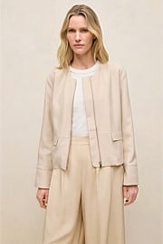 Soft Collarless Blouson Jacket
