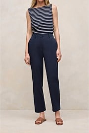Cotton Blend Straight Leg Pant