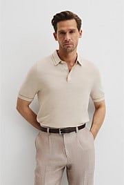 Australian Cotton Blend Silk Tipped Knit Polo