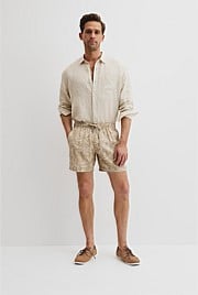 Organically Grown Linen Print 6" Drawcord Short