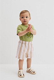 Organically Grown Cotton Blend Stripe Pull-On Short