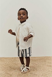 Organically Grown Cotton Blend Stripe Pull-On Short