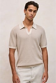 Linen Cotton Mouline Stripe Polo