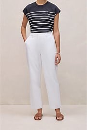 Cotton Blend Straight Leg Pant