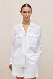 Linen Pocket Detail Long Sleeve Shirt
