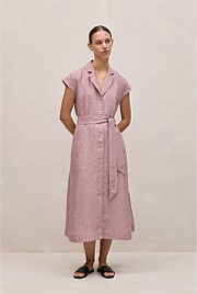 Linen End On End Stripe Shirt Dress
