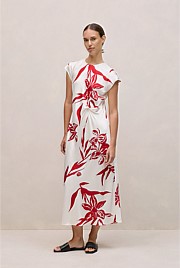 Wild Iris Twist Front Column Dress