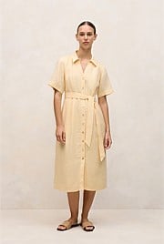 Linen Button Detail Shirt Dress