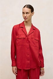 Linen Pocket Detail Long Sleeve Shirt