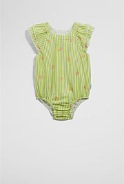Stripe Embroidered Romper