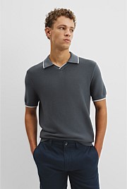 Australian Cotton V-Neck Knit Polo