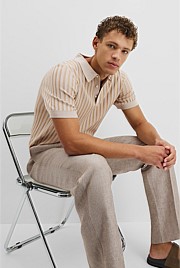 Australian Cotton Blend Silk Stripe Knit Polo