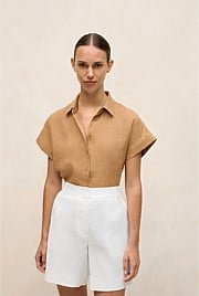 Delave Linen Cap Sleeve Shirt