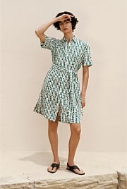 Brush Spot Linen Shirt Dress