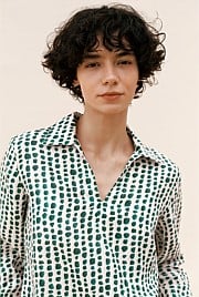 Brush Spot Linen Popover Shirt