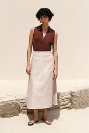 Yarn Dyed Linen Blend Skirt