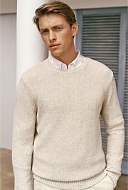 Linen Cotton Texture Knit Crew