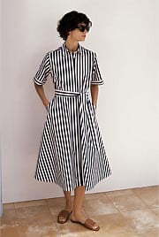Cotton Poplin Stripe Shirt Dress