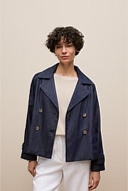 Denim Cropped Trench