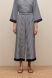 Silk Stripe Cropped Pant