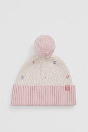 Cable Embroidered Beanie