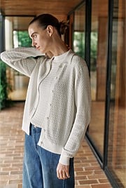 Cotton Cashmere Cable Cardigan