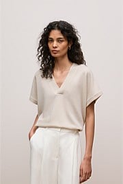 Merino Cashmere Relaxed V Neck Knit