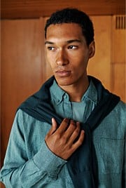 Regular Fit Linen Micro Check Long Sleeve Shirt
