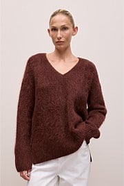Brushed Alpaca Relaxed V Knit