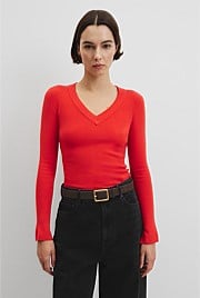Wool Silk V-Neck Neck