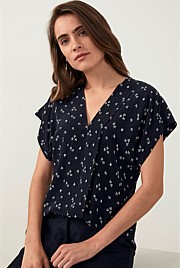 Micro Floral Print Top