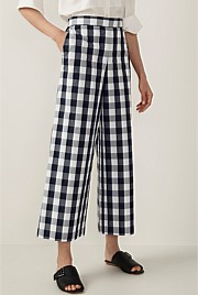 Cotton Gingham Culotte Pant