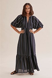 Metallic Stripe Maxi Dress