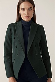 Wool Blend Double Breasted Blazer