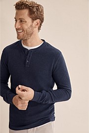 Long Sleeve Waffle Henley