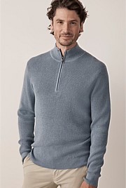Textured Half Zip Knit