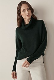 Merino Stitch Detail Roll Neck