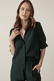 Acetate Blend Longline Shirt