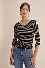 Crop Stripe Slim Fit T-Shirt