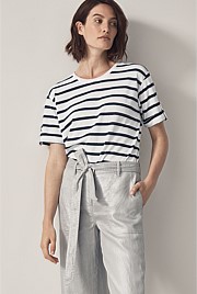 Tab Sleeve Stripe T-Shirt