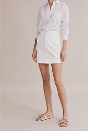 Australian Cotton White Denim Mini Skirt